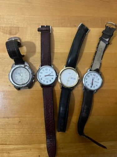 Vintage Timex Watch Lot of 4 Indiglo Expedition Dress Quartz Leather Straps