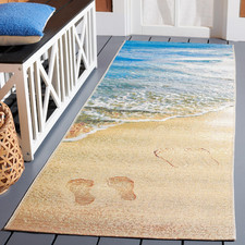 Safavieh Washable Rug Outdoor Barbados Collection - 28 X 8 Runner Gold Blue