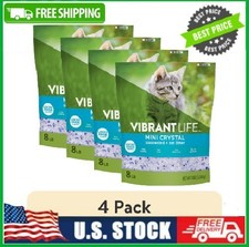  4 pack Vibrant Life Mini Crystal Unscented Cat Litter, 8 lb Bag