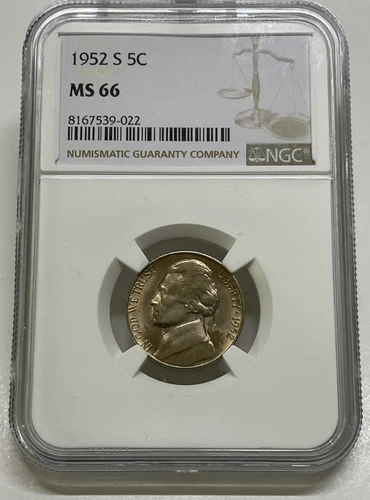 1952-S Jefferson Nickel 5c NGC MS66 Mint State Uncirculated