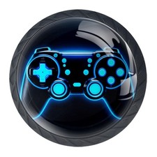 4 Pieces Drawer Knobs Gamer Controller Kitchen Cabinet Knobs Black Drawer Pul...