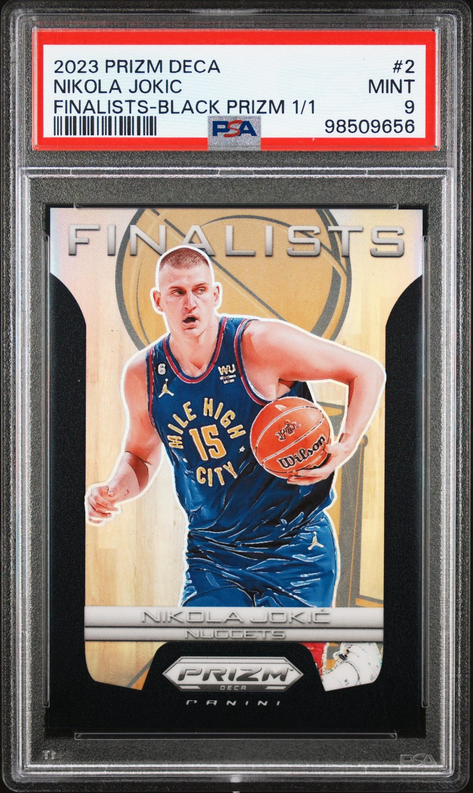 2023 PANINI PRIZM DECA FINALISTS BLACK PRIZM 1/1 #2 NIKOLA JOKIC 1/1 PSA 9
