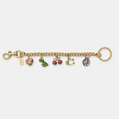 Coach Motif Chain Bag Charm Gold / Multi NWT