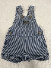 VTG OSHKOSH Vestbak Short Overall Blue  White Pinstripe/Size 3-6 Mo.