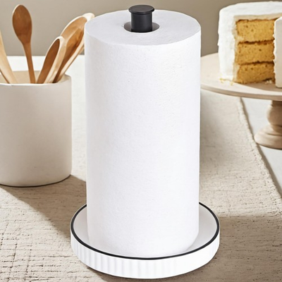 #ad Black Paper Towel Holder Countertop Ceramic Base Easy to Clean 1.5 lbs 7quot; ... $35.03