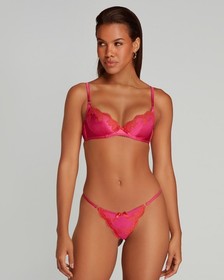 Agent Provocateur Molly Pink Red Silk Thong AP4 Large NWT $150