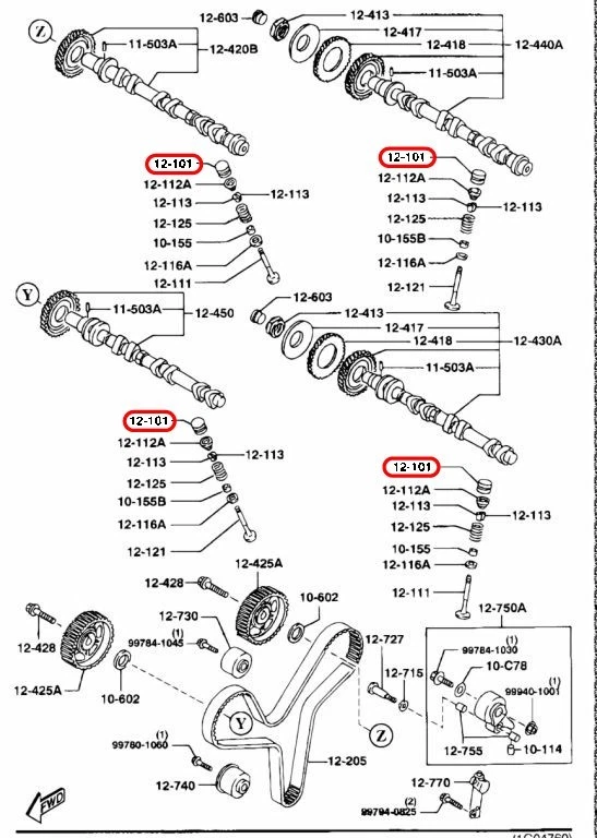 Ajustador hidráulico Mazda OEM HLA KL01-12-101B para Roadster NA6CE Foto 3 de 4