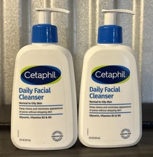 Cetaphil Daily Facial Cleanser Normal To Oily Skin 8 oz Each (2 Pack)