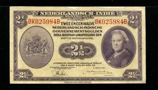 Netherlands Indies 2 1/2 Gulden banknote 2.3. 1943 P-112a in XF condition