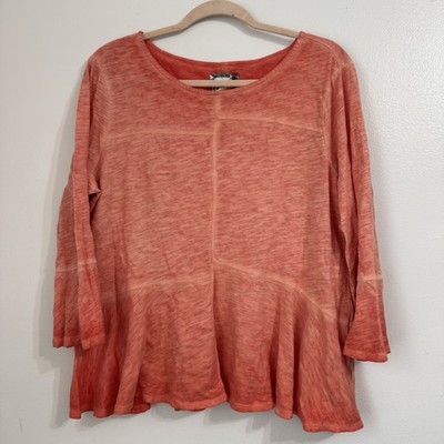 Anthropologie Akemi + Kin Orange Peplum Seamed Top in Size Large