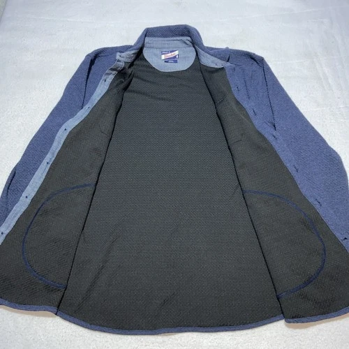 Johnnie-O Andre Knit Shacket Indigo Blue Button Front Mens M Medium Shirt Jacket image 6