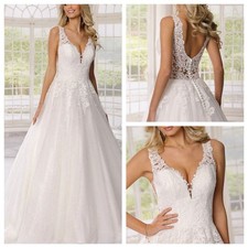 Sequins lace straps wedding dress wedding dress 32-60 buttons to measure ivory