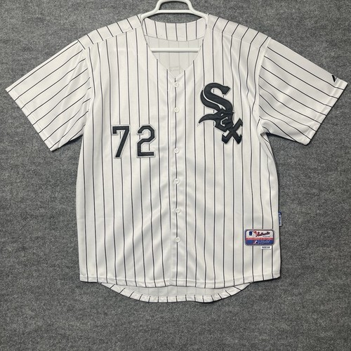 Carlton Fisk Chicago White Sox Jersey Size 52 White Pinstriped Majestic Sewned - Picture 2 of 6