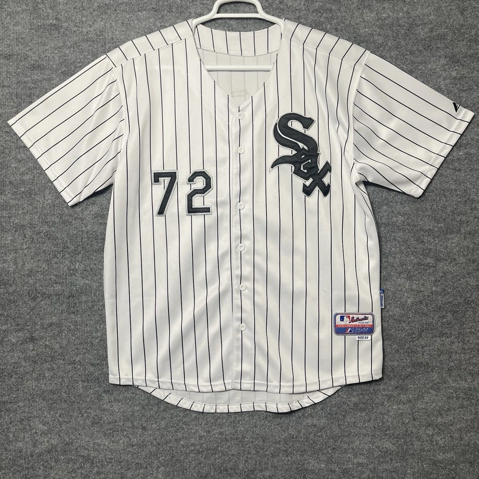 Jersey Carlton Fisk Chicago White Sox Talla 52 Blanco A Rayas Majestuoso Cosido Foto 2 de 4