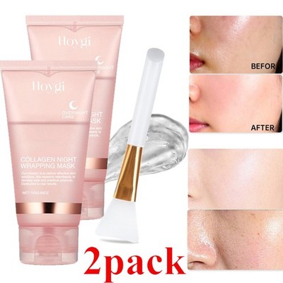 2 Stück Collagen Night Wrapping Mask, Koreanische Kollagen Maske für Gesicht Neu