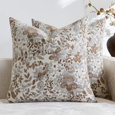 Vintage Floral Throw Pillow Covers 18x18 Pack of 2 18" x 18" Pack of 2 Camel
