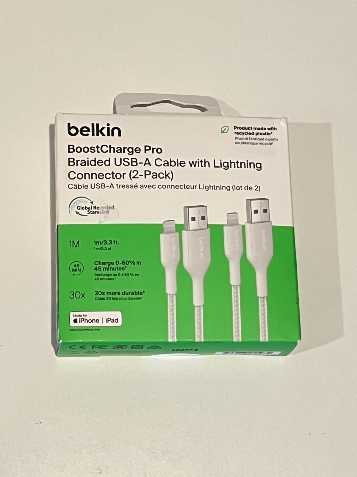 Belkin BoostCharge Pro (2 Pack) USB-A Cable to Lightning (MFI Certified) 3.3 ft