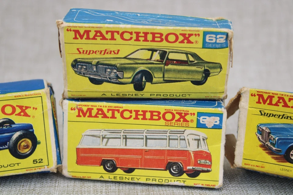 4 vintage Lesney Matchbox Toy Vehicle BOXES ONLY Nos. 52, 62, 68, 69 - Image 3 of 4