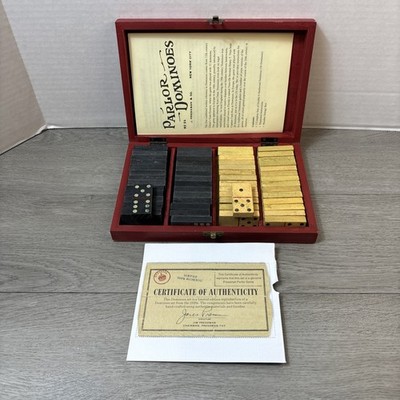 Authentic Limited Edition Hardwood Parlor Dominoes Set by J. Pressman and Co.