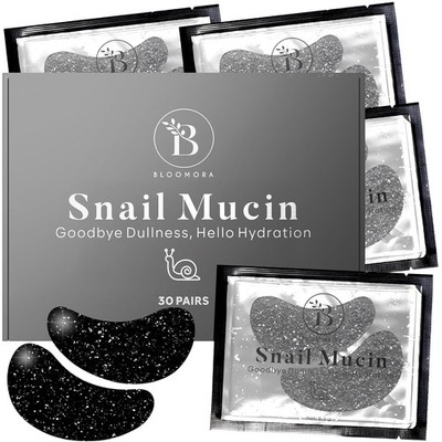 Bloomora Augenpads 30St Hellschwarz Snail Mucin Hyaluron Anti-Augenringe Pflege