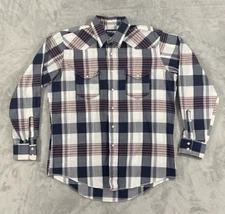 Vintage Wrangler Shirt Mens XL X-Long Tail Cowboy Cut Western Made In USA Blue