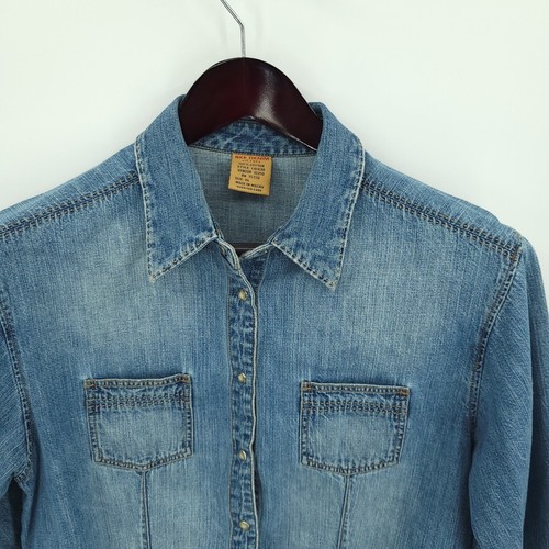 Buckle BKE Denim Pearl Snap Shirt Girls XL Blue Denim Long Sleeve Western - Picture 3 of 9