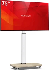 Rolling TV Stand, Portable Mobile TV Stand on Wheels for 43-75 Inch TV, 10 Level