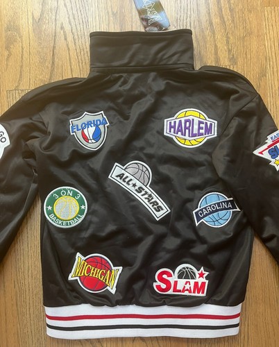 Vtg East West Jacket NBA Logo Basketball Patches Letterman Snap Kids Youth Sz S - Picture 2 of 7
