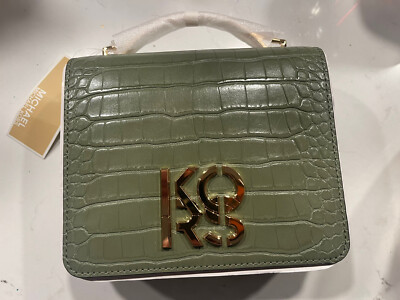 Michael Kors Small Convertible Crossbody Flap Shoulder Bag Green Croc-E