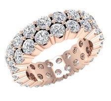 Lab Grown Round Diamond Two Row Eternity Wedding Ring VS F 6.50 Ct 14K Rose Gold