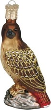 Red-Tailed Hawk Blown Glass Christmas Ornament by Old World Christmas