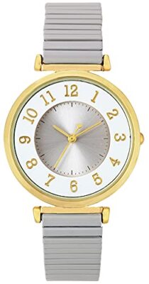 Sun Flame J-AXIS Uhr BL1193-GY Damen Grau Edelstahl Akkordeon Gürtel NEU