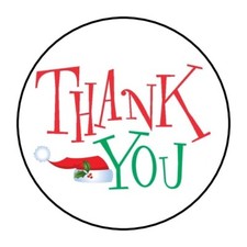 30 THANK YOU CHRISTMAS ENVELOPE SEALS LABELS STICKERS 1.5" ROUND