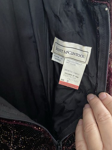 Vintage Scott McClintock Burgund Samt Gold Grün Glitzer Whimsigoth Fee MOB 8 - Bild 3 von 13