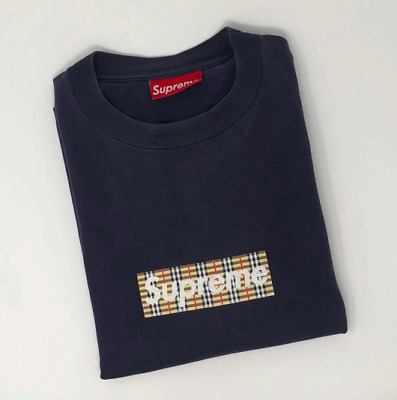 Supreme Burberry Box Logo Tee Size = Large, Color Navy Blue | eBay