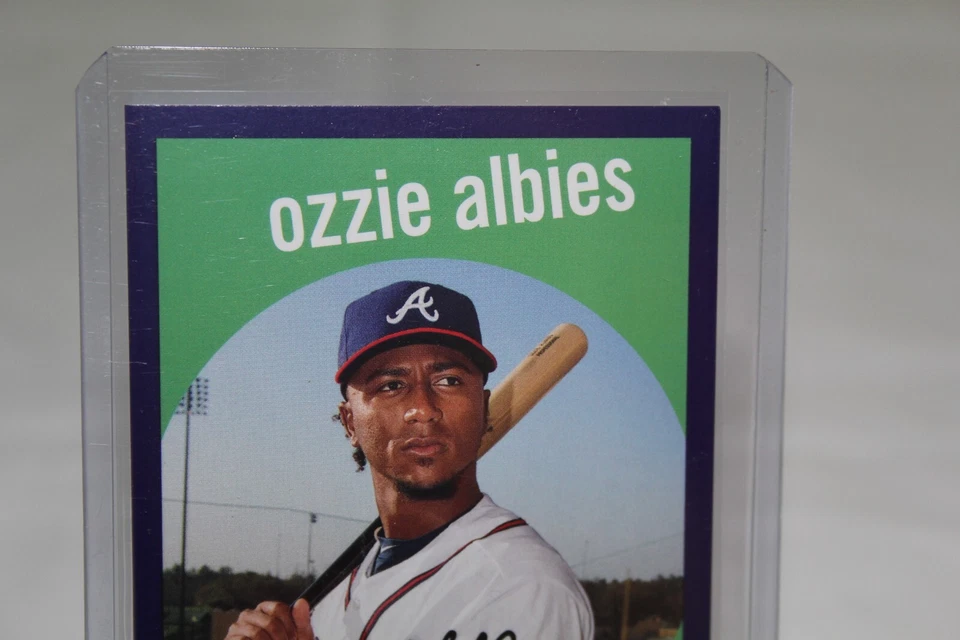 2018 OZZIE ALBIES Topps Archives 1959 Design Purple (050/175) #18 Rookie RC - Image 3 of 4