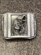 "The Guardian Native American Art" Bergamot Belt Buckle USA Vintage 1990 D-900
