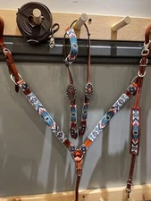 Handcrafted Western Horse Tack Set – Beaded Headstall & Breast Collar .