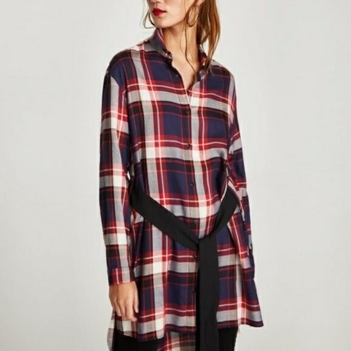 Zara Plaid Belted Shirt Dress/Tunic 