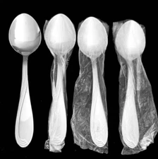 New ONEIDA Stainless CRESTA 4 SOUP SPOONS 7 1/4" Glossy Silverware Flatware NEW