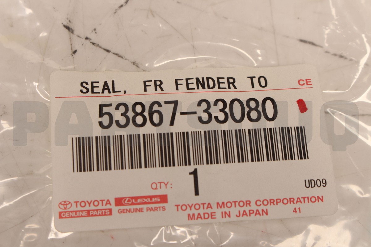 5386733080 Genuine Toyota SEAL, FRONT FENDER TO COWL SIDE, LH
