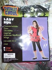 girls size XL LADY BUG HALLOWEEN COSTUME NEW NIP DRESS WINGS HEADBAND LEGGINGS 