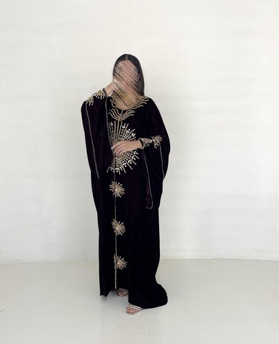 Stylish Elegant African Attire Velvet Kaftan Elegant Embroidered work For Women - Picture 2 of 39