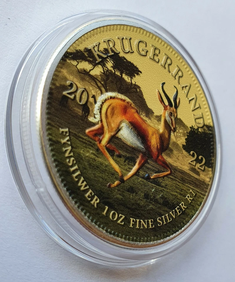 1 UNZE 999 SILBER - AFRIKA KRÜGERRAND / SPRINGBOCK - SILBERMÜNZE -SILBERBARREN  - Bild 3 von 4