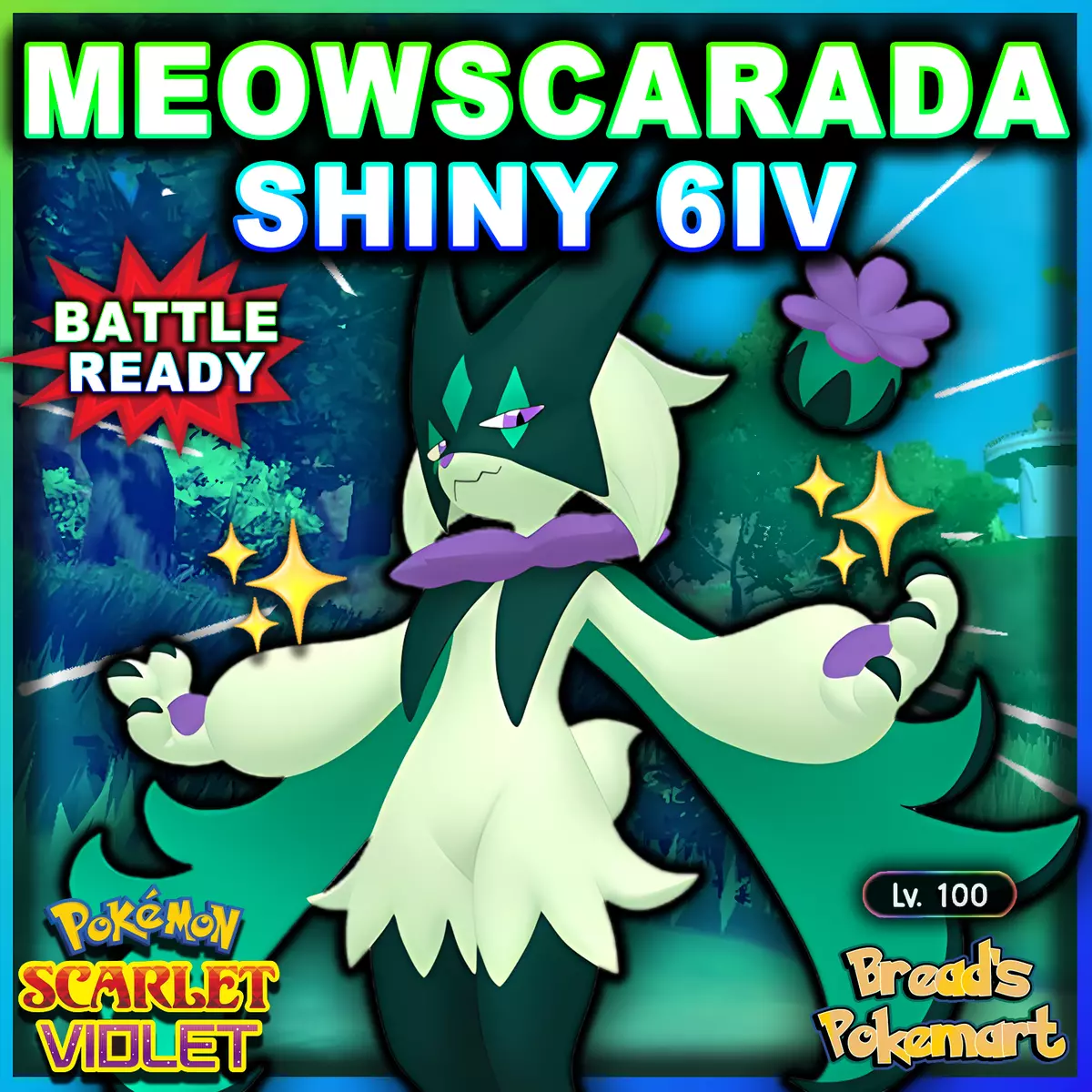 Pokemon Scarlet and Violet Marked Shiny Meowscarada 6IV-EV Trained