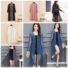 Rete Donna Pizzo Trasparente Traforato Top Giacca Cardigan Estate Floreale