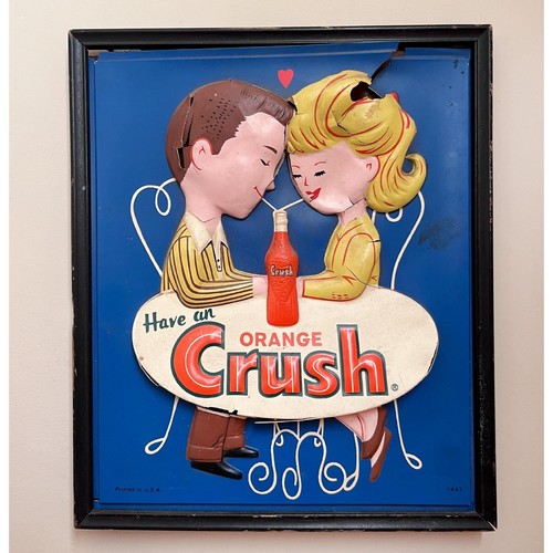 Orange Crush Soda Vacuform Sign #1441/ Rare Original 50s Era Advertising