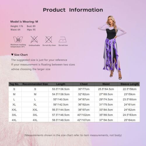 Women Maxi Mesh Dress Witch Costumes Asymmetrical Cocktail Performance Mermaid - Picture 15 of 19