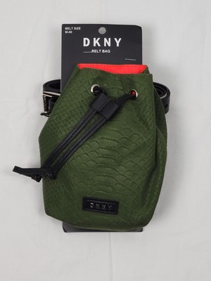 DKNY Bag Green Black Belt Size Medium Drawstring-Pouch Logo
