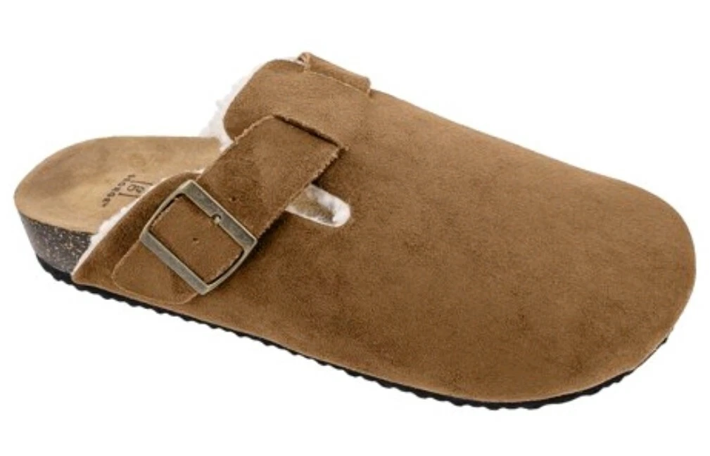 George Men s Brown Slip on Buckle Hip Rugged Lined Clog Slippers